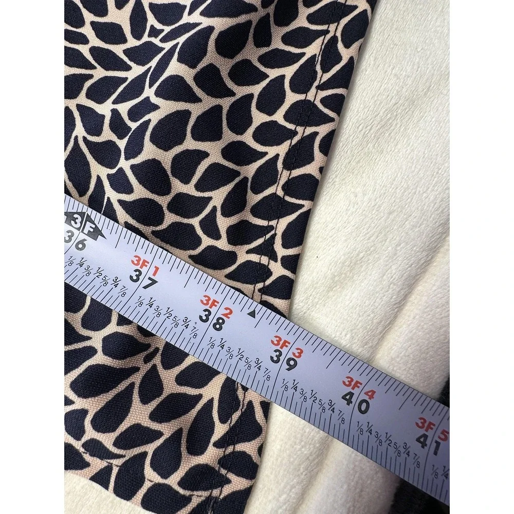Ann Taylor Duster Womens 8 Blue Leaf Print Wrap Belted‎ 3/4 Sleeve Jersey